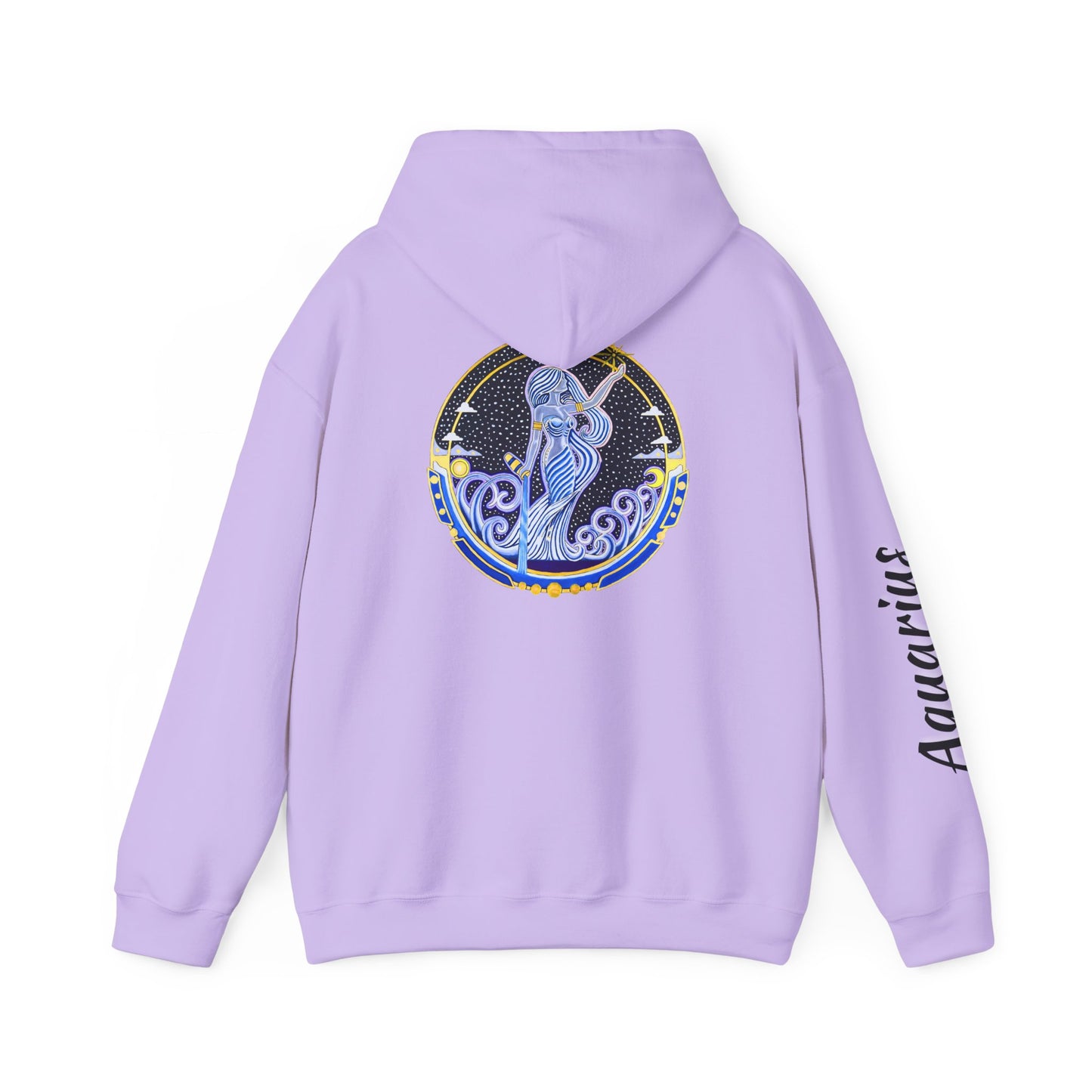 Aquarius Zodiac Hoodie – Hand-Drawn Celestial Design (Non-AI)