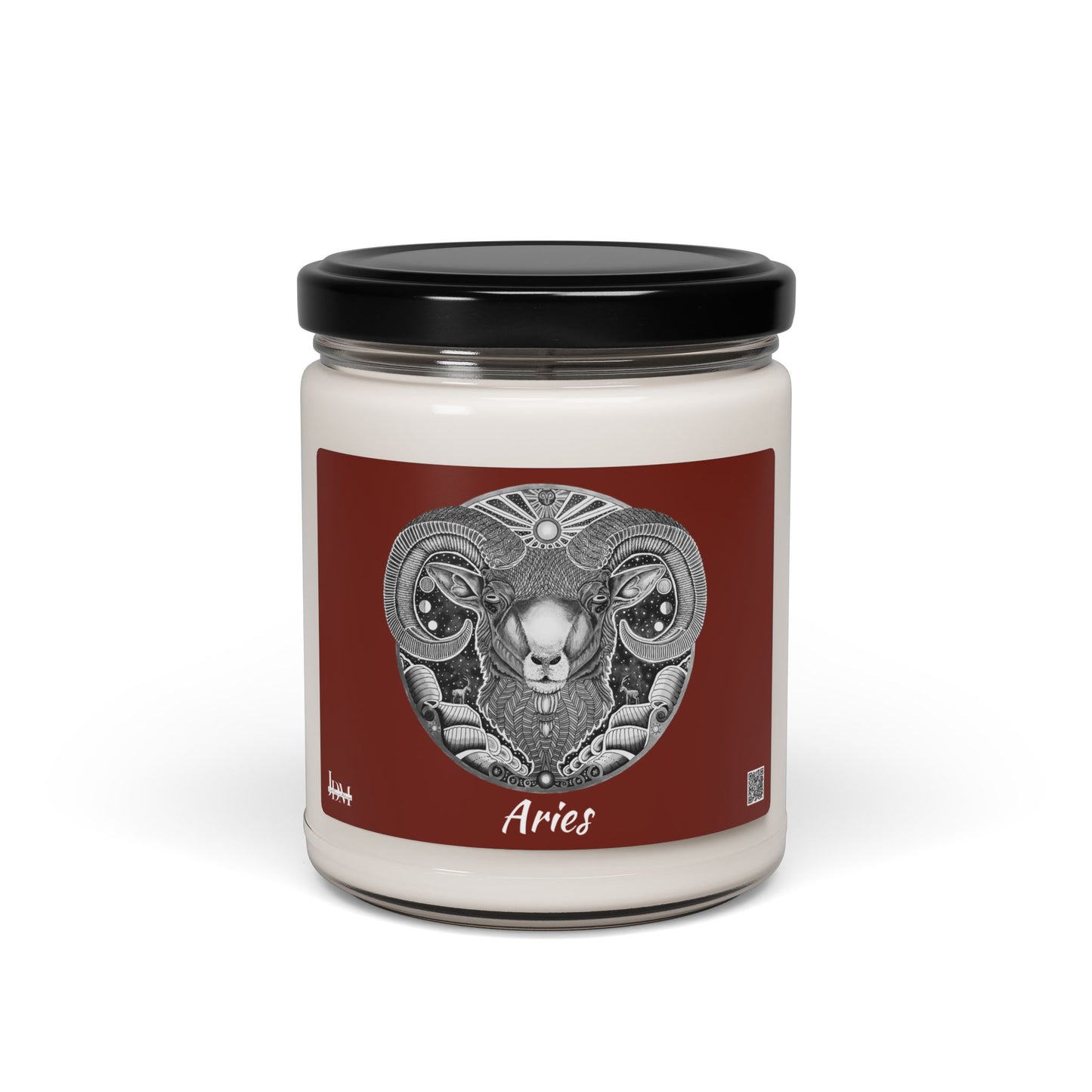 Hand-Drawn Aries Zodiac Soy Candle | Astrology Horoscope | Celestial Scented Vegan Candle | Fire Sign Birthday Gift | Non-AI Original Art | Universal Decor