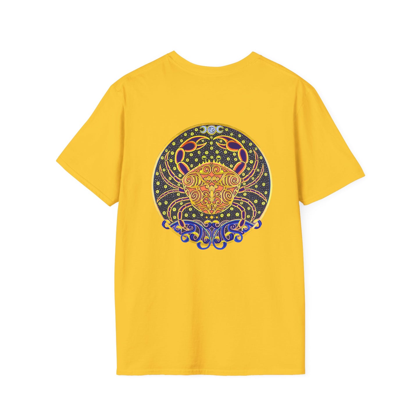 Cancer Zodiac Crew Neck T-Shirt – Hand-Drawn Celestial Design (Non-AI)