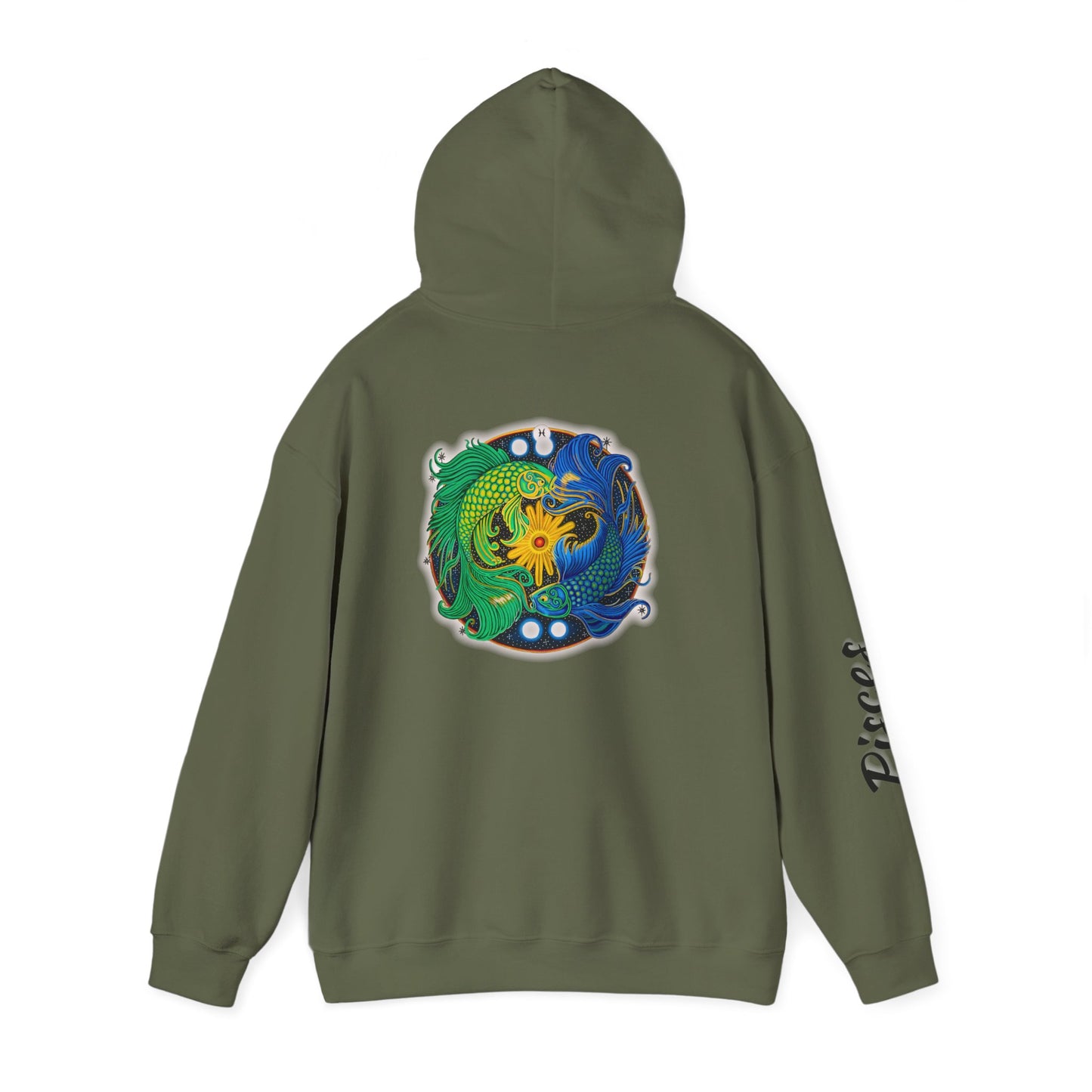 Pisces Zodiac Hoodie – Hand-Drawn Celestial Design (Non-AI)