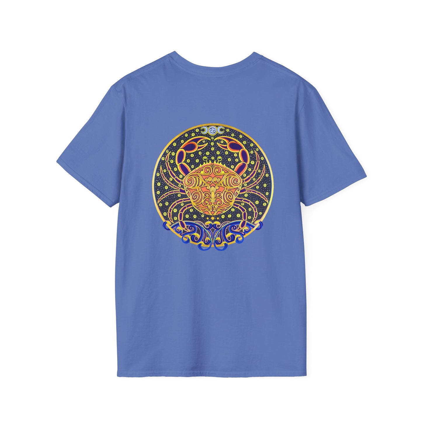 Cancer Zodiac Crew Neck T-Shirt – Hand-Drawn Celestial Design (Non-AI)