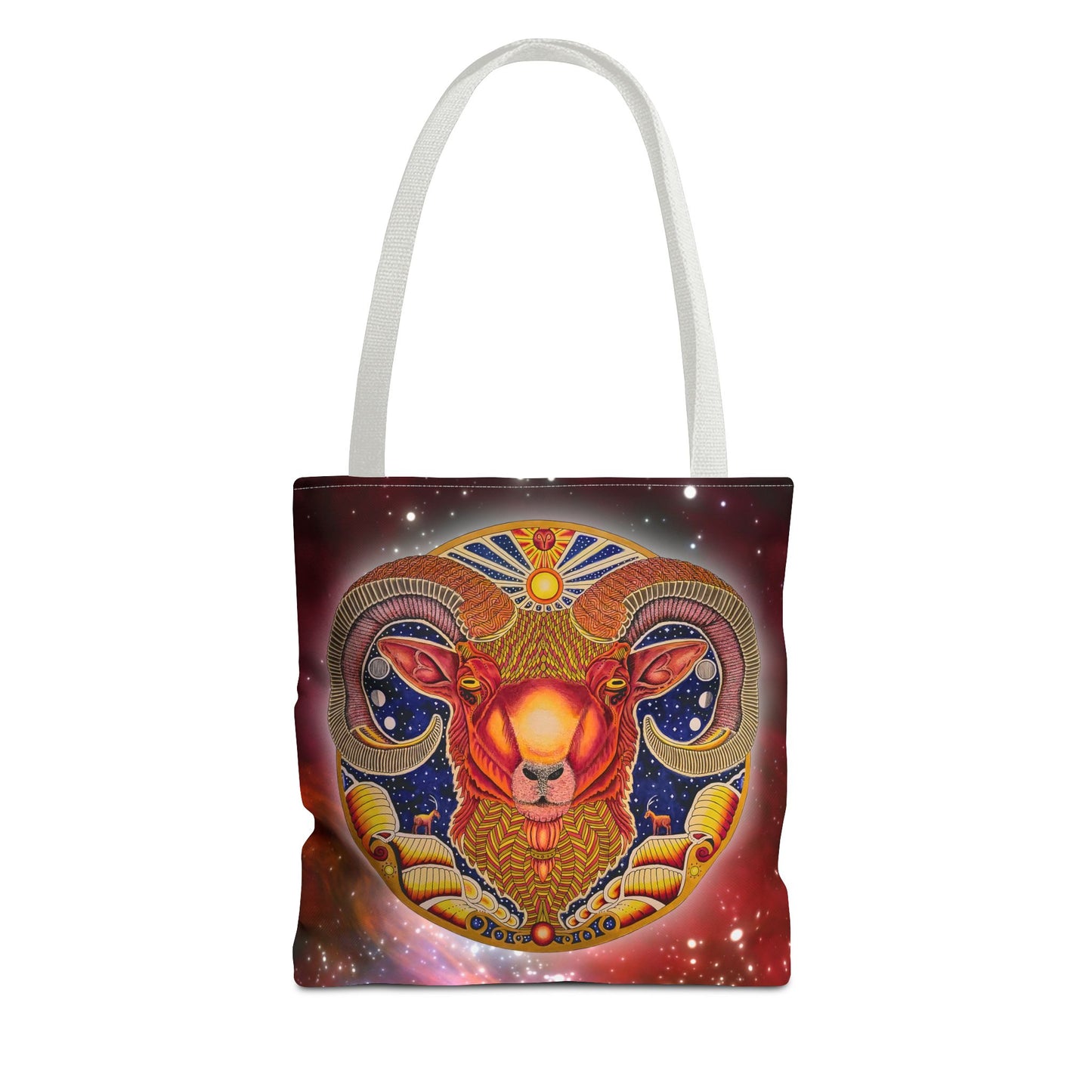 Aries Zodiac Tote Bag - Hand-Drawn Celestial Design (Non-AI)