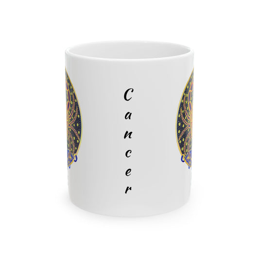 Cancer Zodiac Mug – Hand-Drawn Celestial Design (Non-AI)