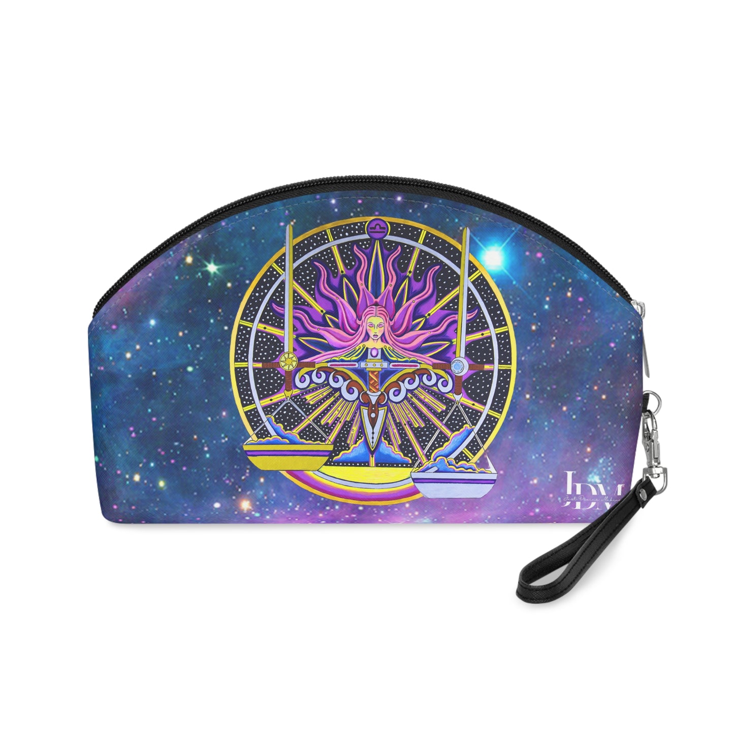 Libra Zodiac Makeup Bag – Hand-Drawn Celestial Design (Non-AI)