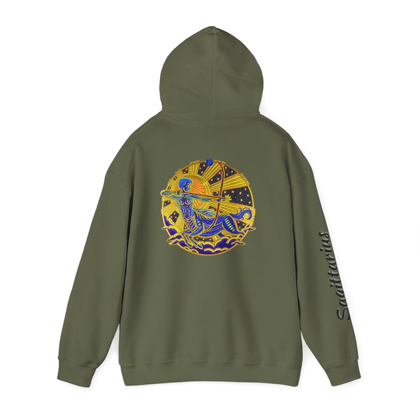Sagittarius Zodiac Hoodie – Hand-Drawn Celestial Design (Non-AI)