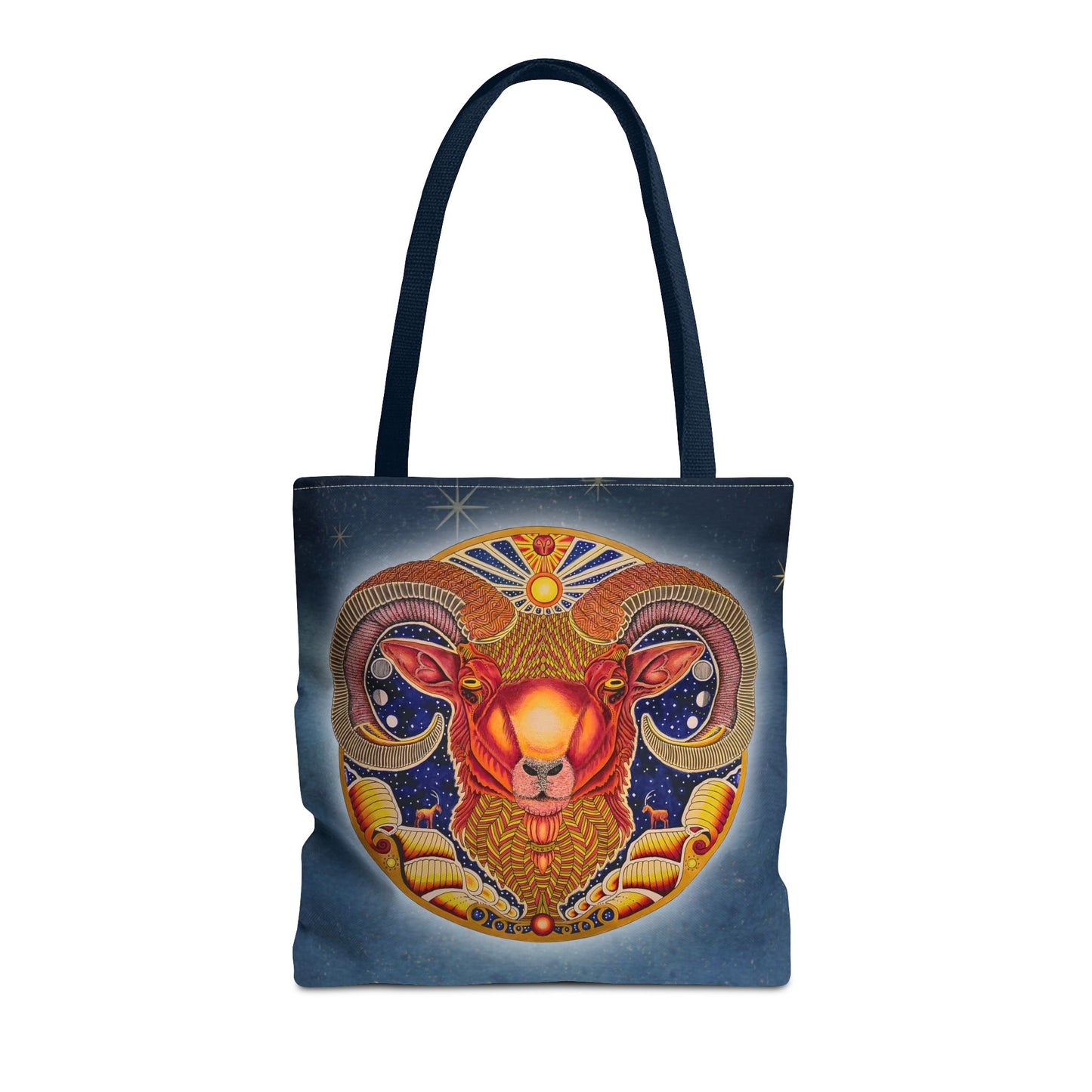 Aries Zodiac Tote Bag - Hand-Drawn Celestial Design (Non-AI)