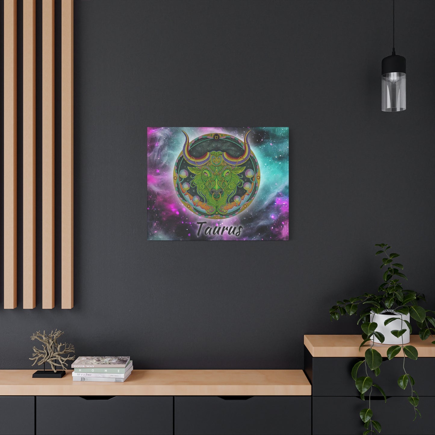 Taurus Zodiac Canvas Wall Art - Hand-Drawn Celestial Design (Non-AI)