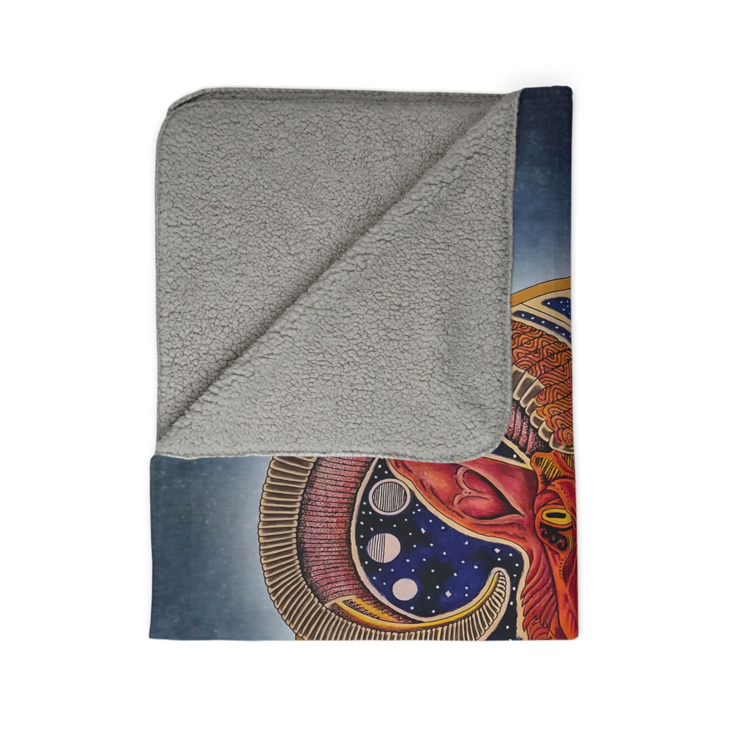 Aries Zodiac Fleece Sherpa Blanket - Hand-Drawn Celestial Design (Non-AI)