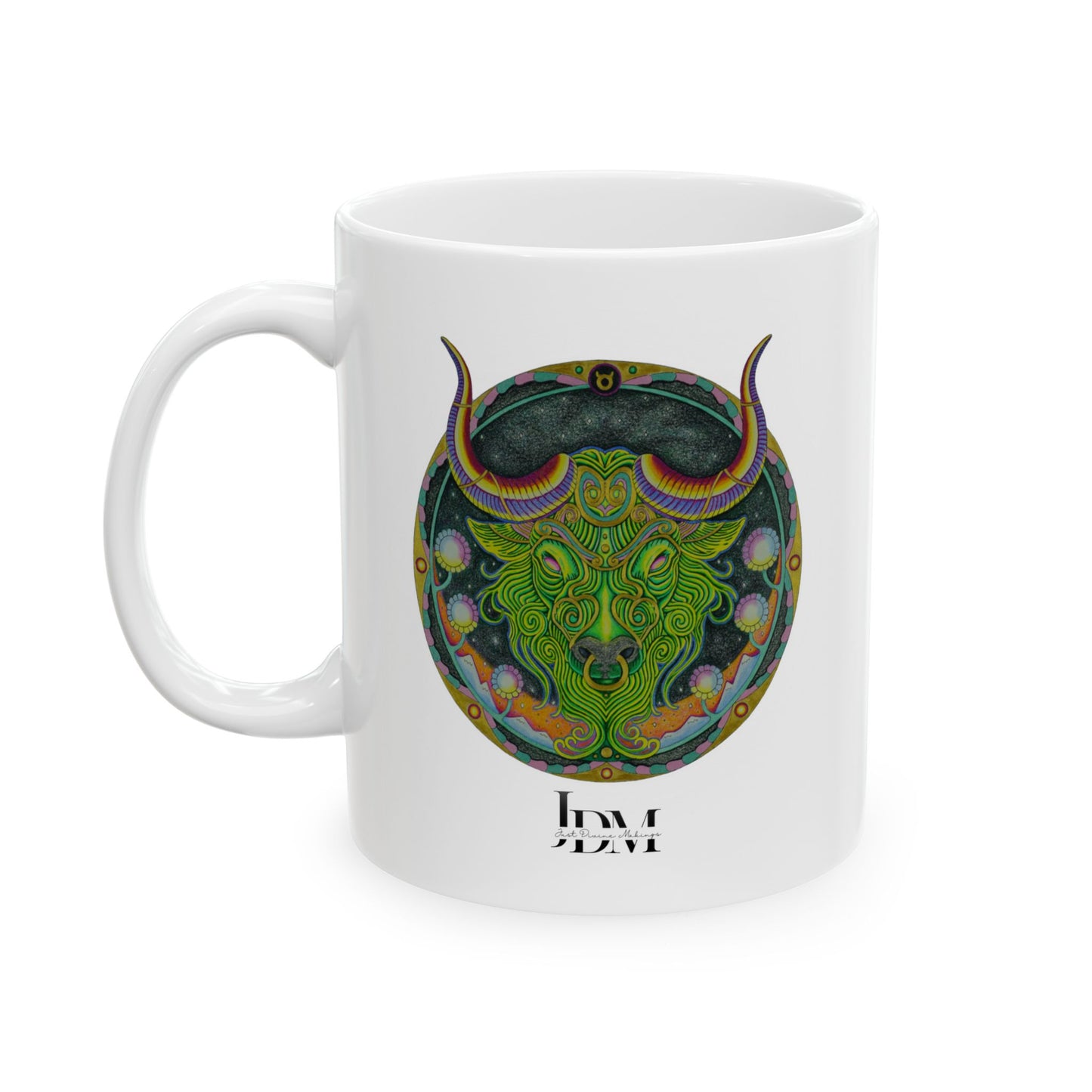 Taurus Zodiac Mug - Hand-Drawn Celestial Design (Non-AI)