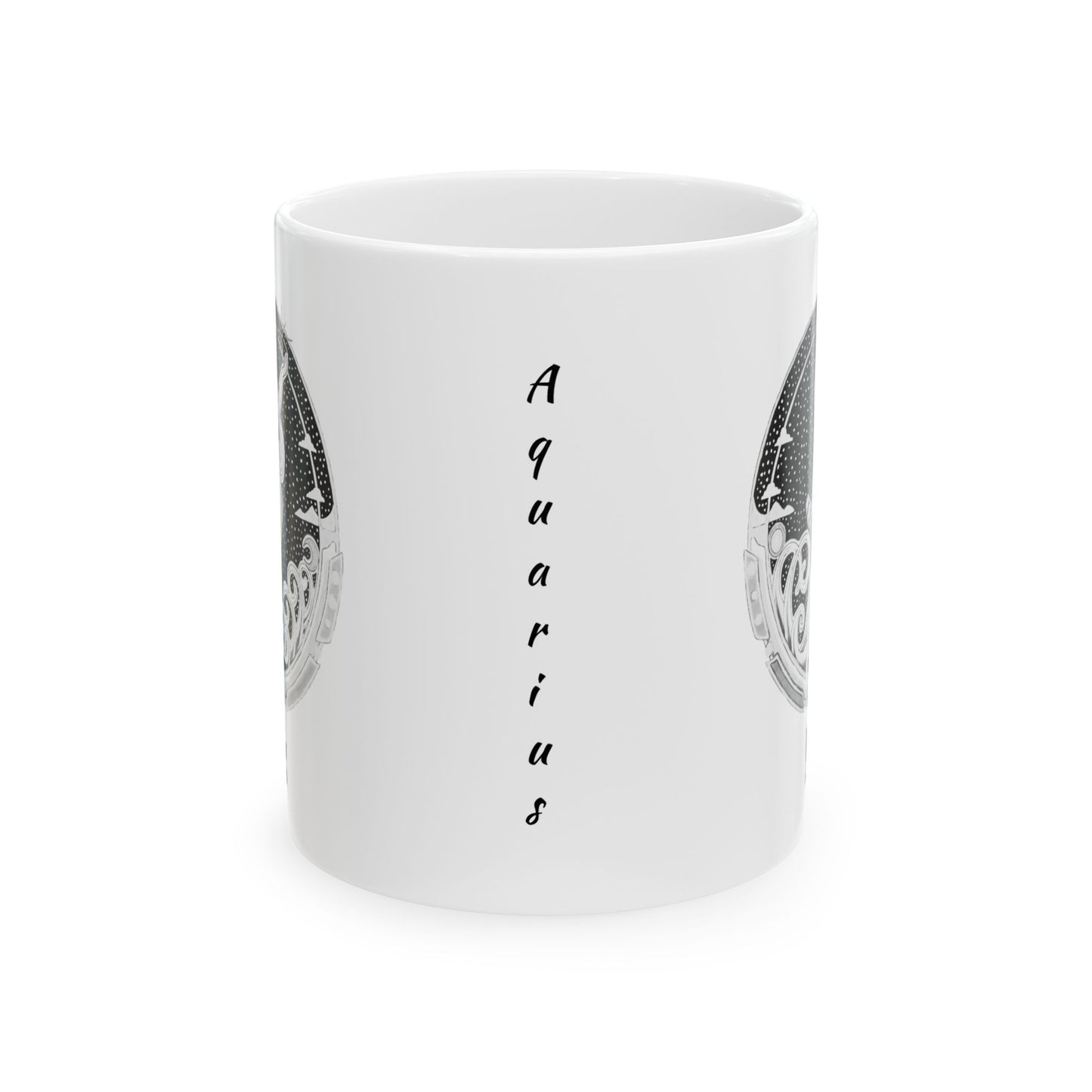 Aquarius Zodiac Mug – Hand-Drawn Celestial Design (Non-AI) Universal