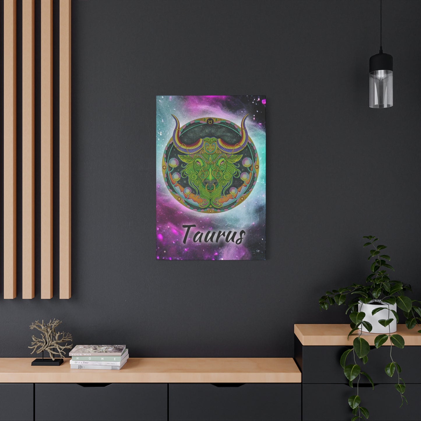 Taurus Zodiac Canvas Wall Art - Hand-Drawn Celestial Design (Non-AI)