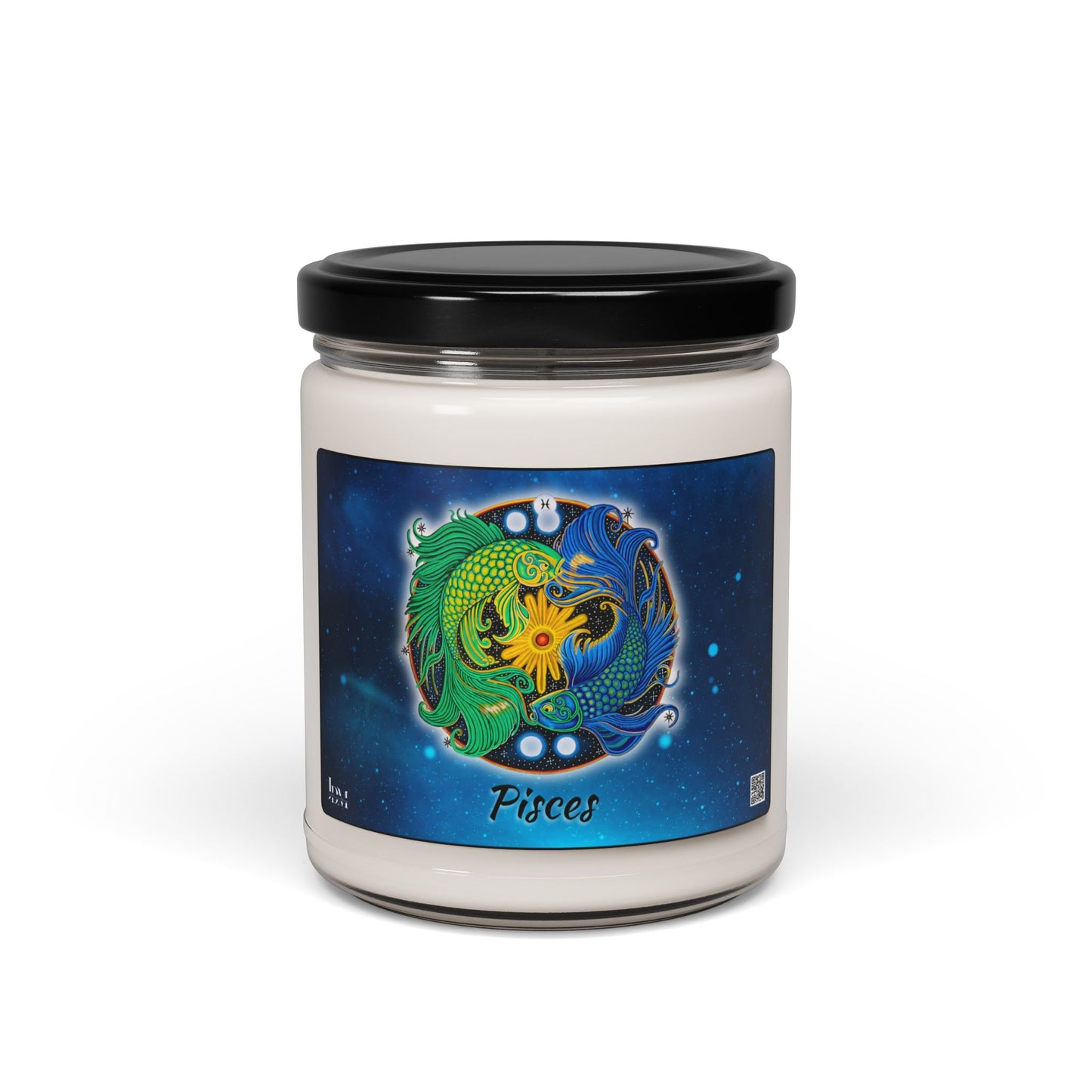 Pisces Zodiac Soy Candle 9oz - Hand-Drawn Celestial Design (Non-AI)