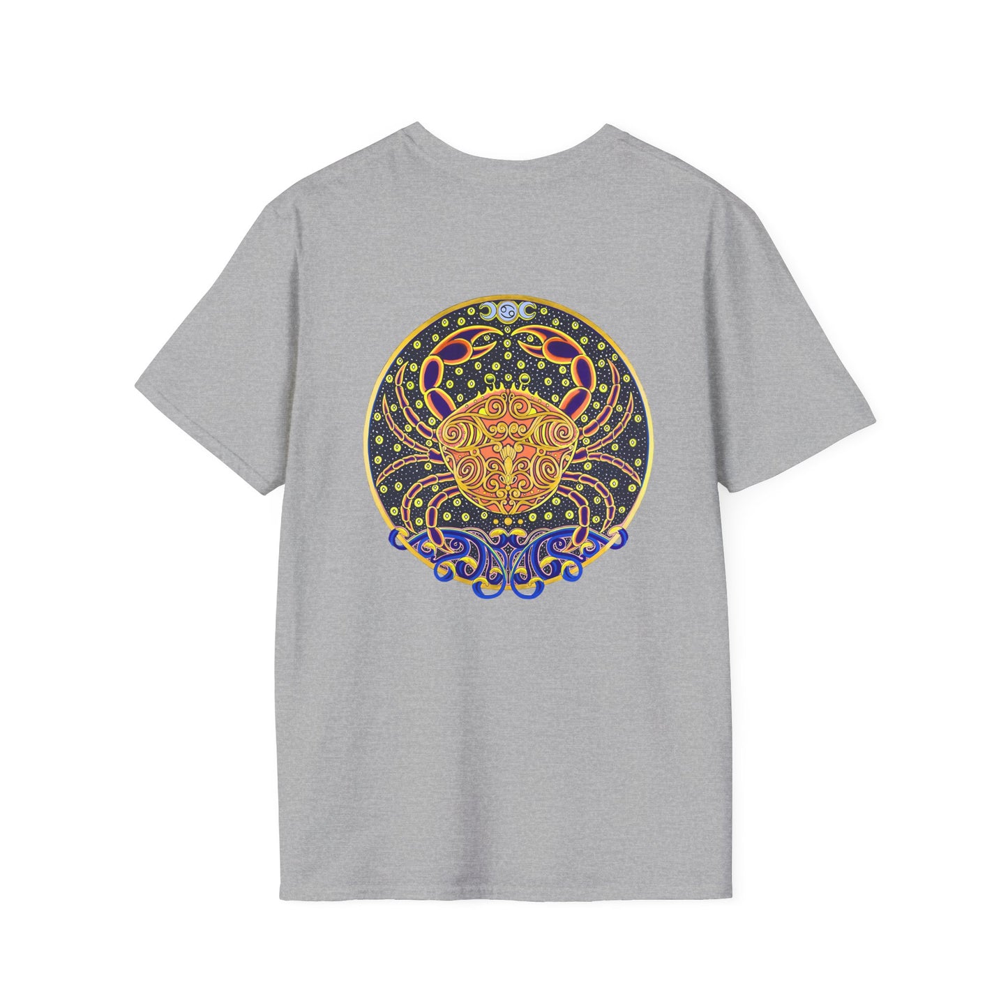 Cancer Zodiac Crew Neck T-Shirt – Hand-Drawn Celestial Design (Non-AI)