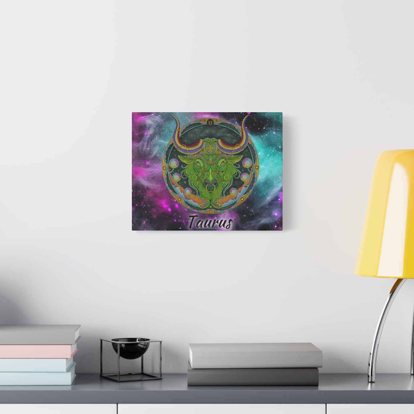 Taurus Zodiac Canvas Wall Art - Hand-Drawn Celestial Design (Non-AI)