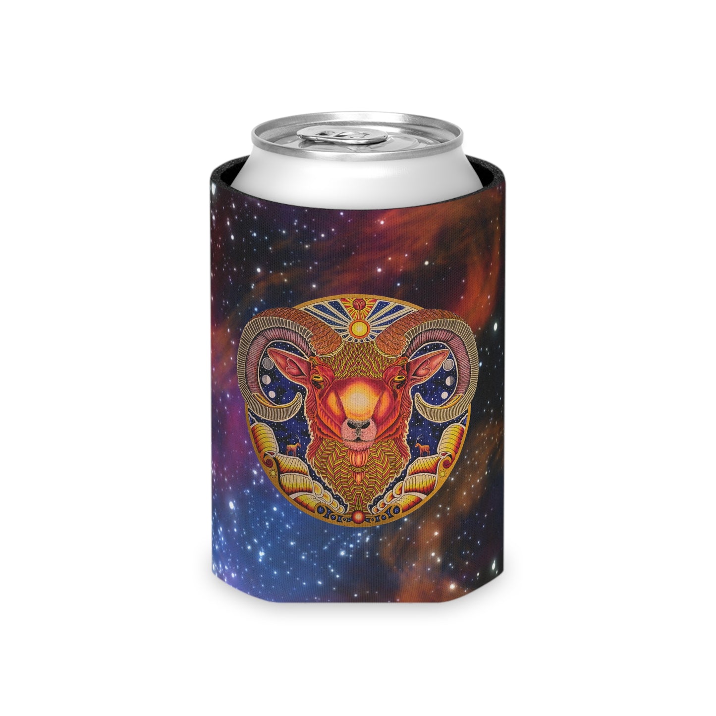 Celestial Zodiac Ram Can Cooler – Perfect Gift for Astrology Lovers, Starry Space Theme, Birthday Party, Cosmic Celebration
