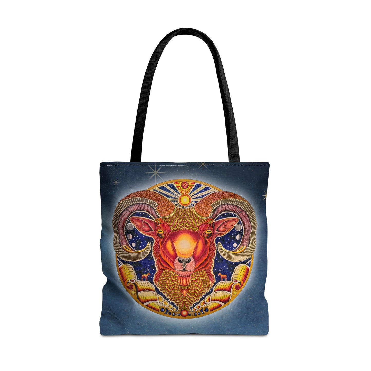 Aries Zodiac Tote Bag - Hand-Drawn Celestial Design (Non-AI)