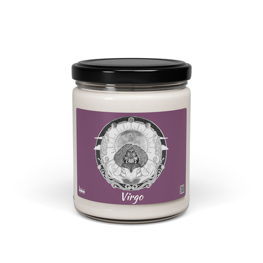 Hand-Drawn Virgo Zodiac Soy Candle | Astrology Horoscope | Celestial Scented Vegan Candle | Fire Sign Birthday Gift | Non-AI Original Art | Universal Decor