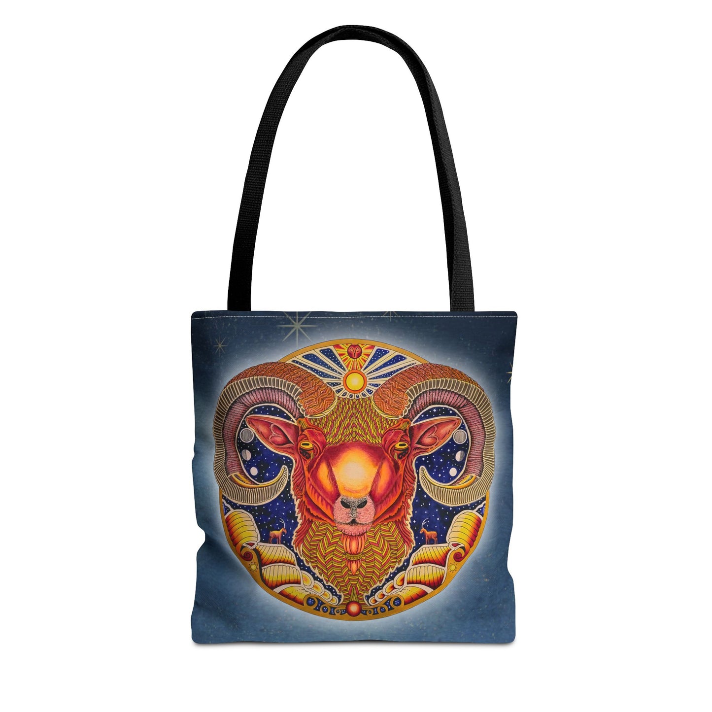 Aries Zodiac Tote Bag - Hand-Drawn Celestial Design (Non-AI)