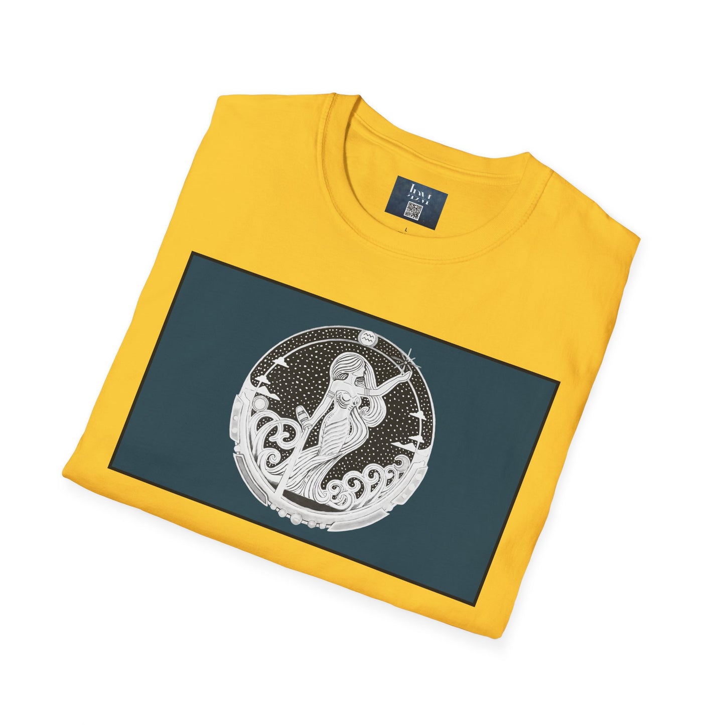 Aquarius Zodiac Crew Neck T-Shirt – Hand-Drawn Celestial Design (Non-AI) Universal