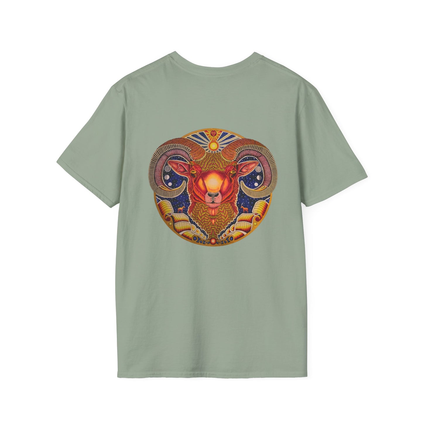 Aries Zodiac Softstyle T-Shirt - Hand-Drawn Celestial Design (Non-AI)