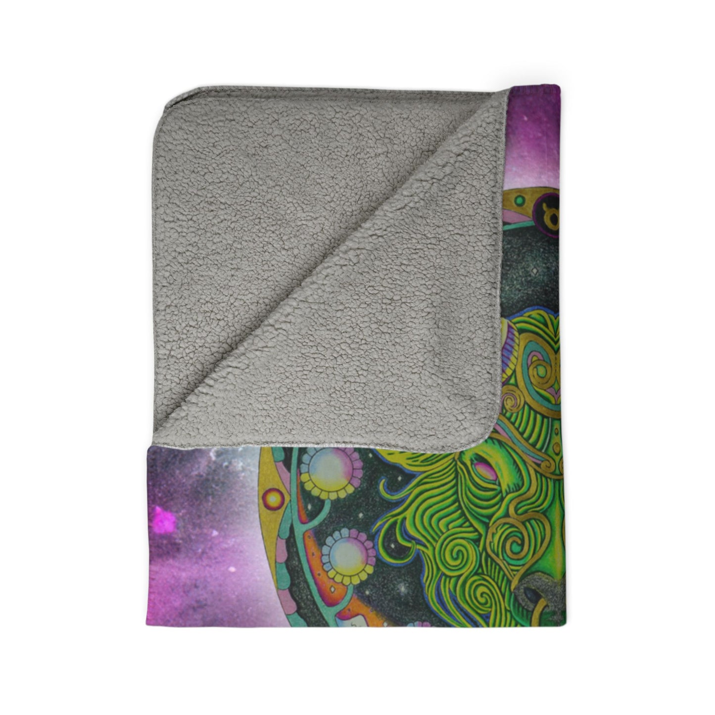 Taurus Zodiac Fleece Sherpa Blanket - Hand-Drawn Celestial Design (Non-AI)