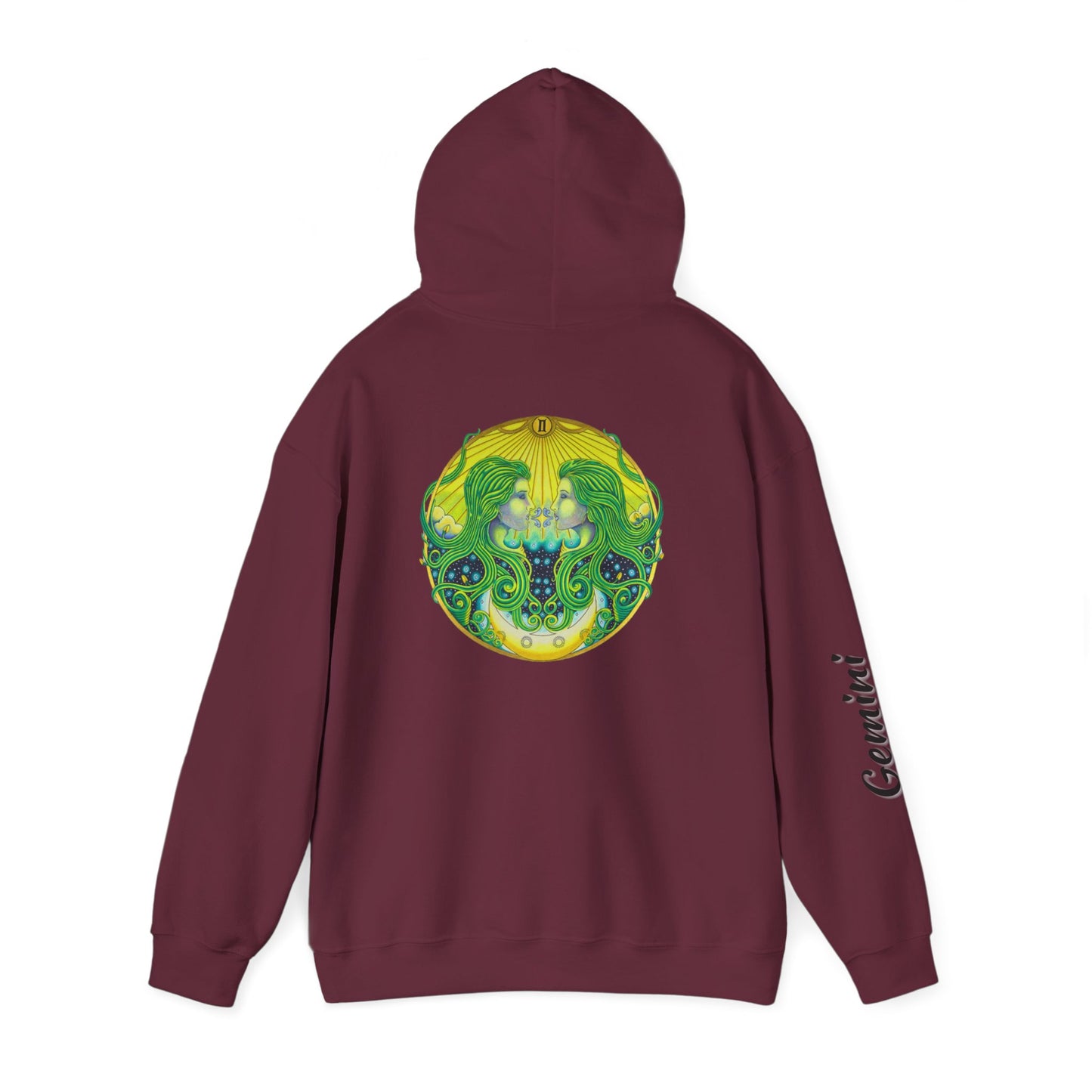 Gemini Zodiac Hoodie - Hand-Drawn Celestial Design (Non-AI)