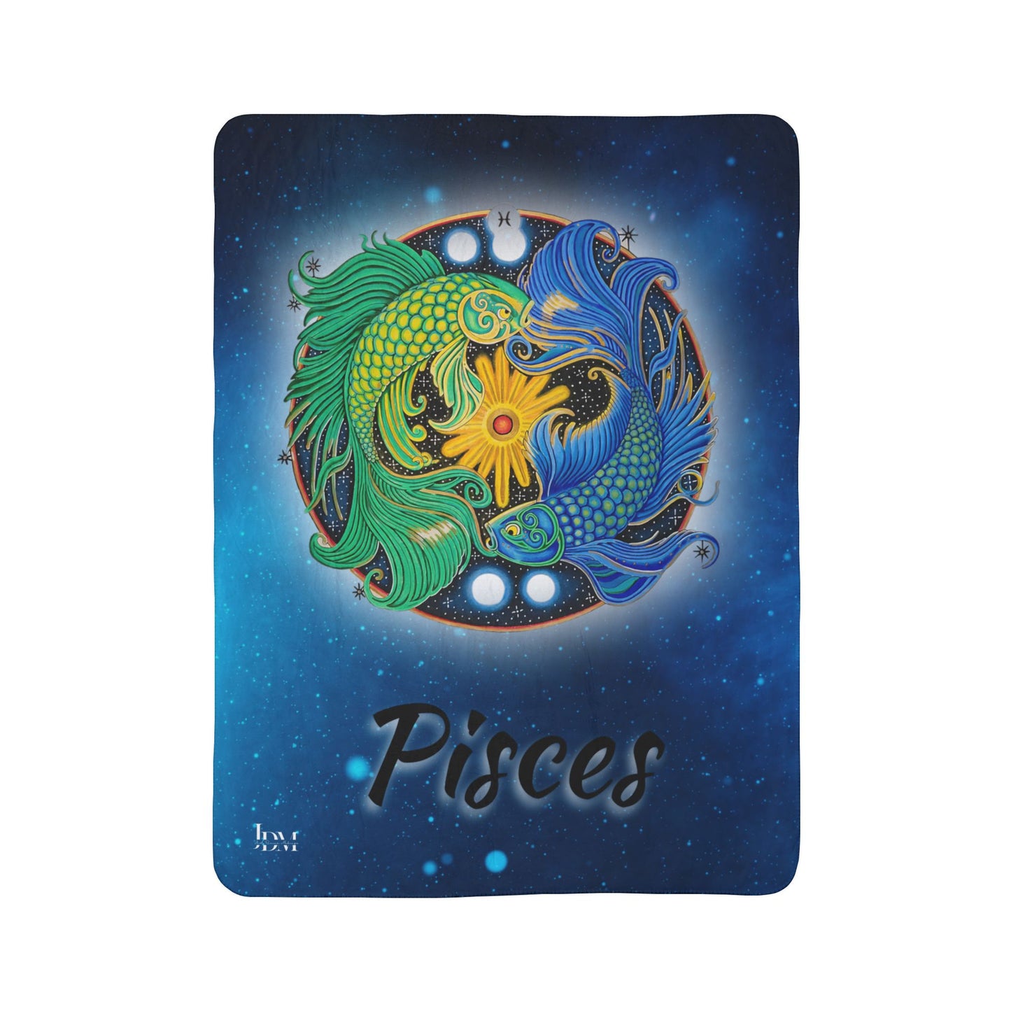 Pisces Zodiac Sherpa Blanket - Hand-Drawn Celestial Design (Non-AI)