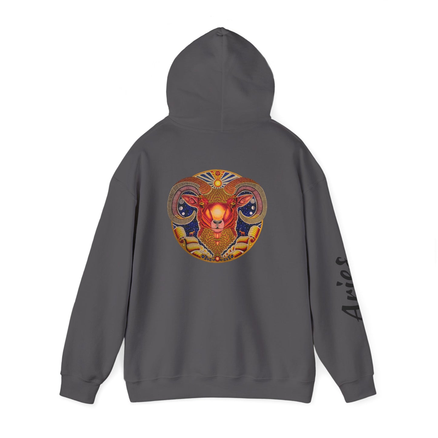 Aries Zodiac Hoodie - Hand-Drawn Celestial Design (Non-AI)