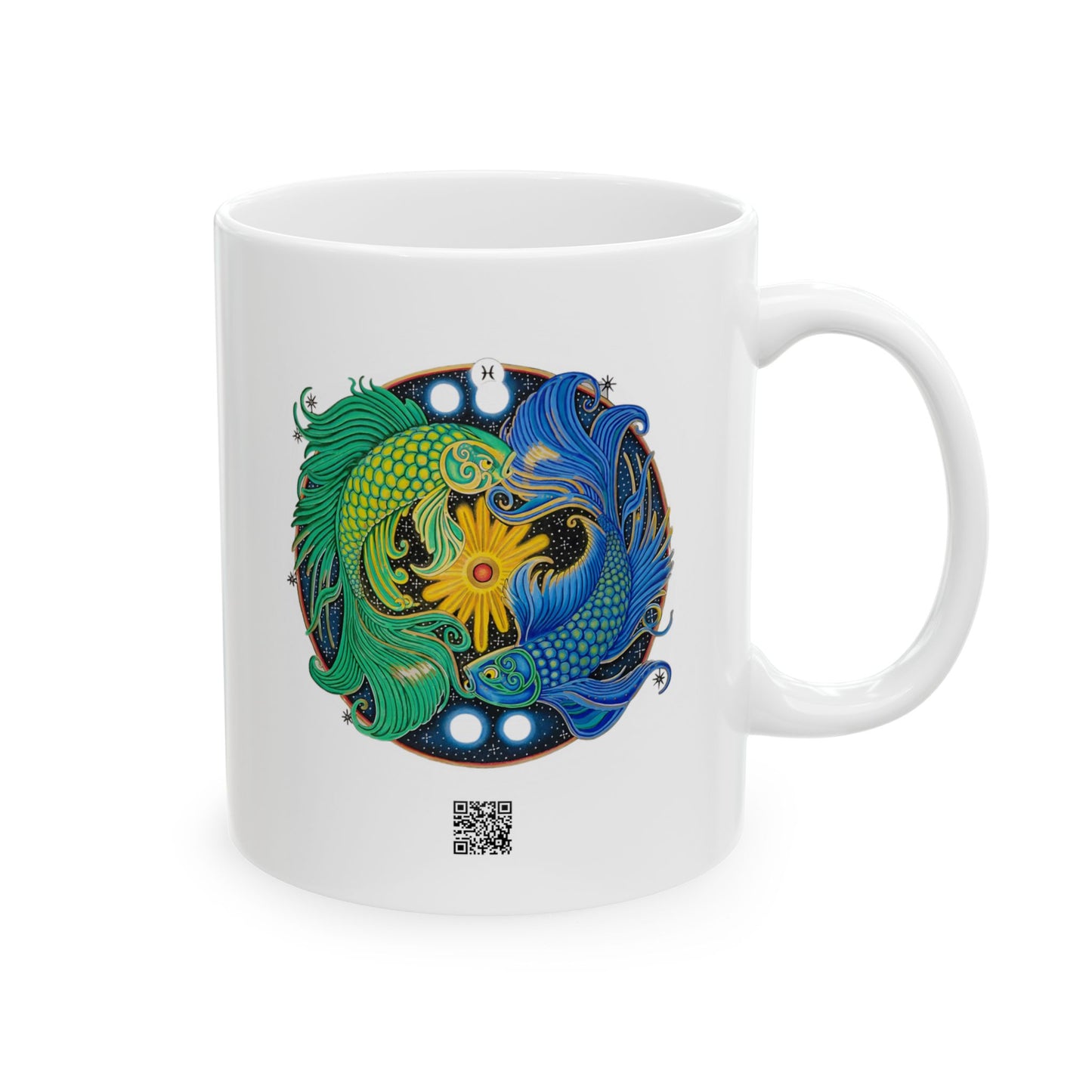 Pisces Zodiac Mug - Hand-Drawn Celestial Design (Non-AI)