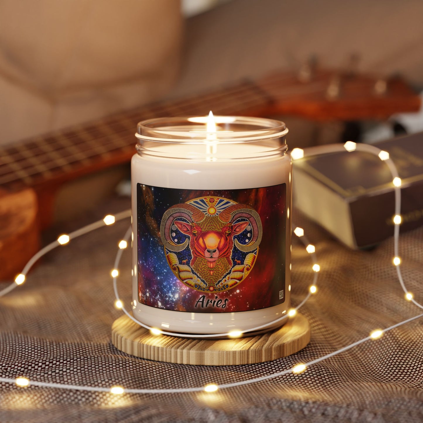 Aries Zodiac Soy Candle 9oz - Hand-Drawn Celestial Design (Non-AI)