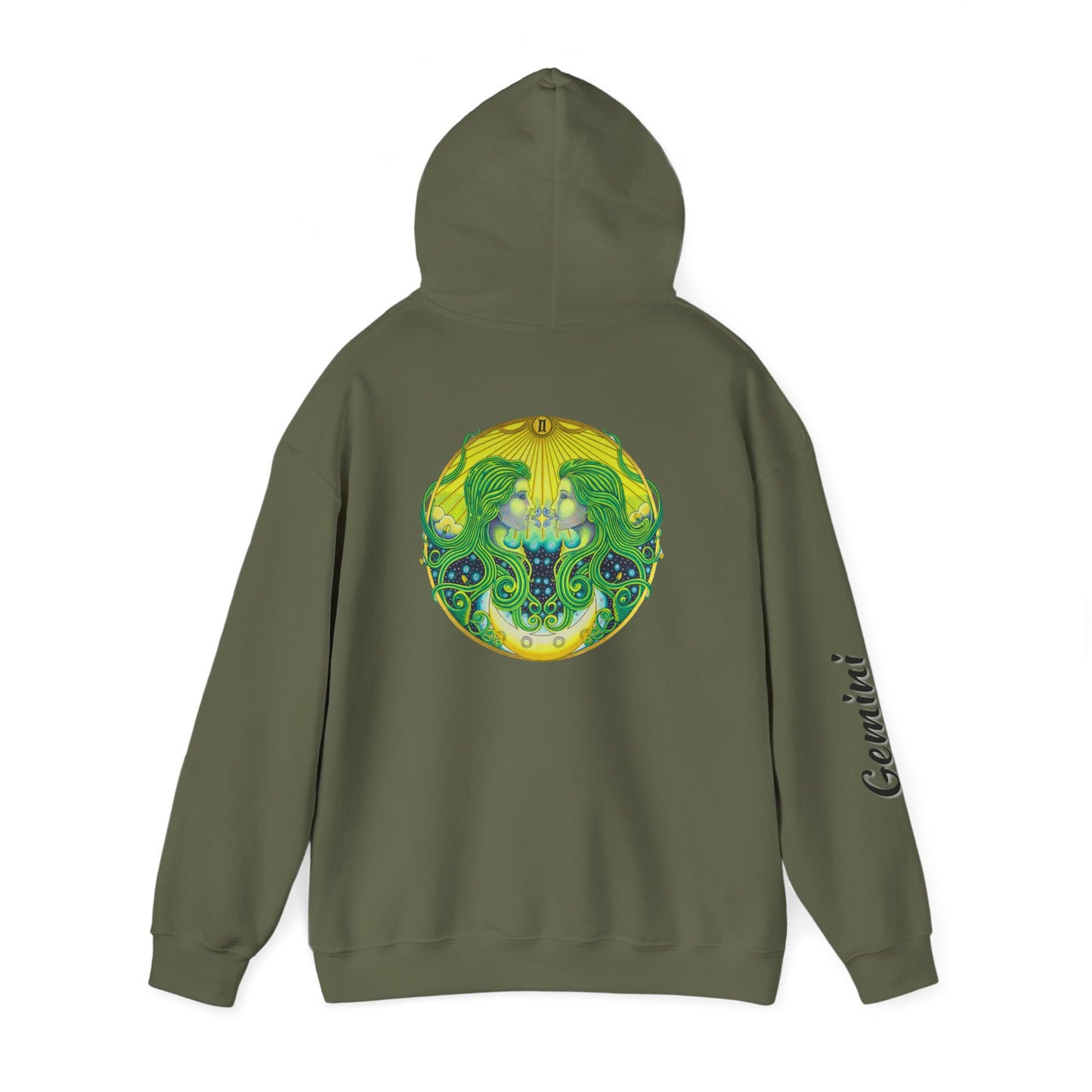 Gemini Zodiac Hoodie - Hand-Drawn Celestial Design (Non-AI)