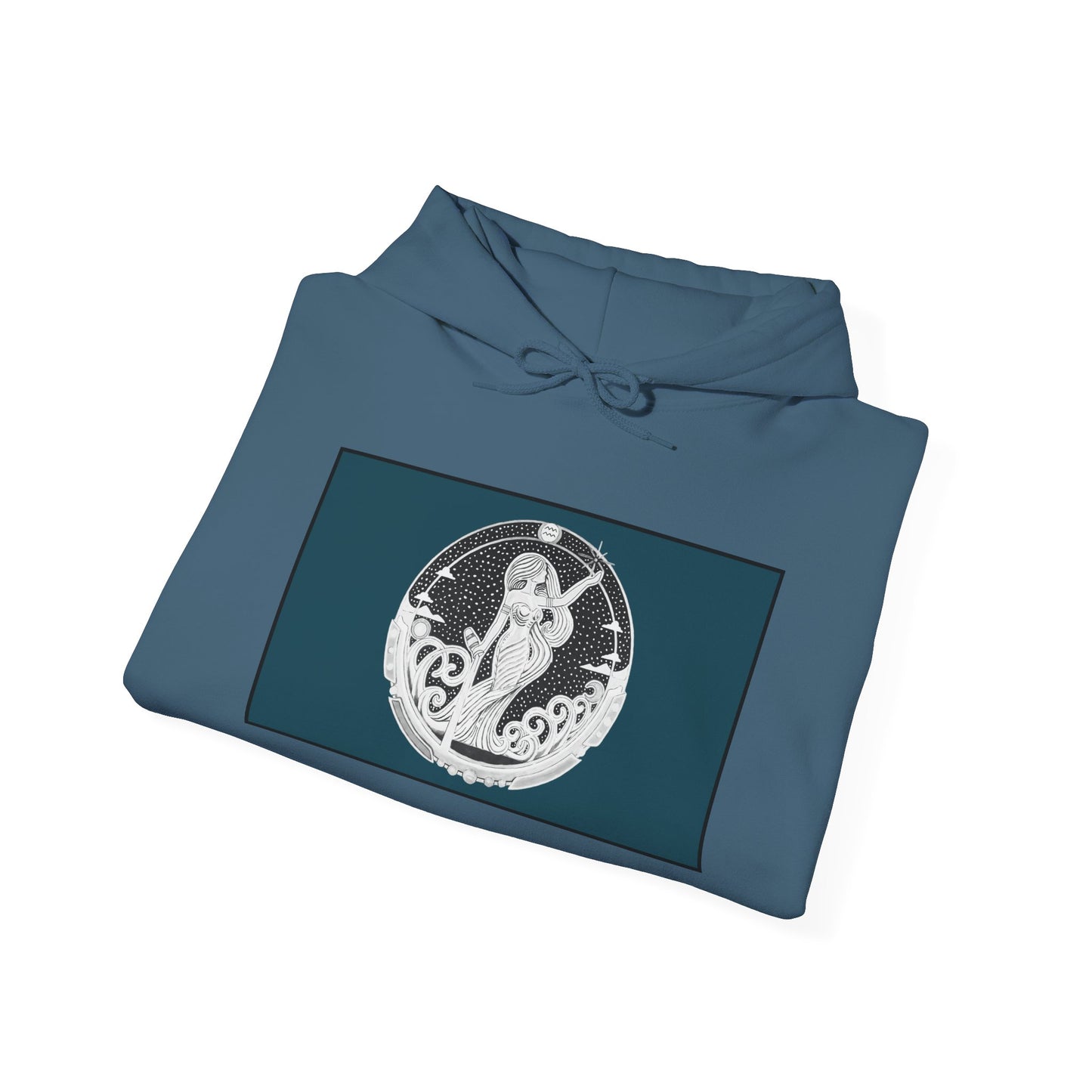 Aquarius Zodiac Hoodie – Hand-Drawn Celestial Design (Non-AI) Universal