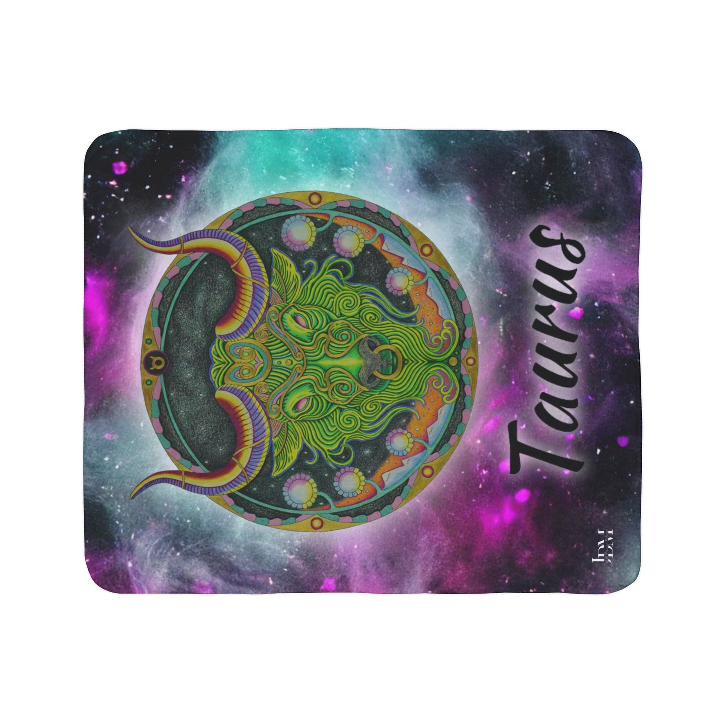 Taurus Zodiac Fleece Sherpa Blanket - Hand-Drawn Celestial Design (Non-AI)