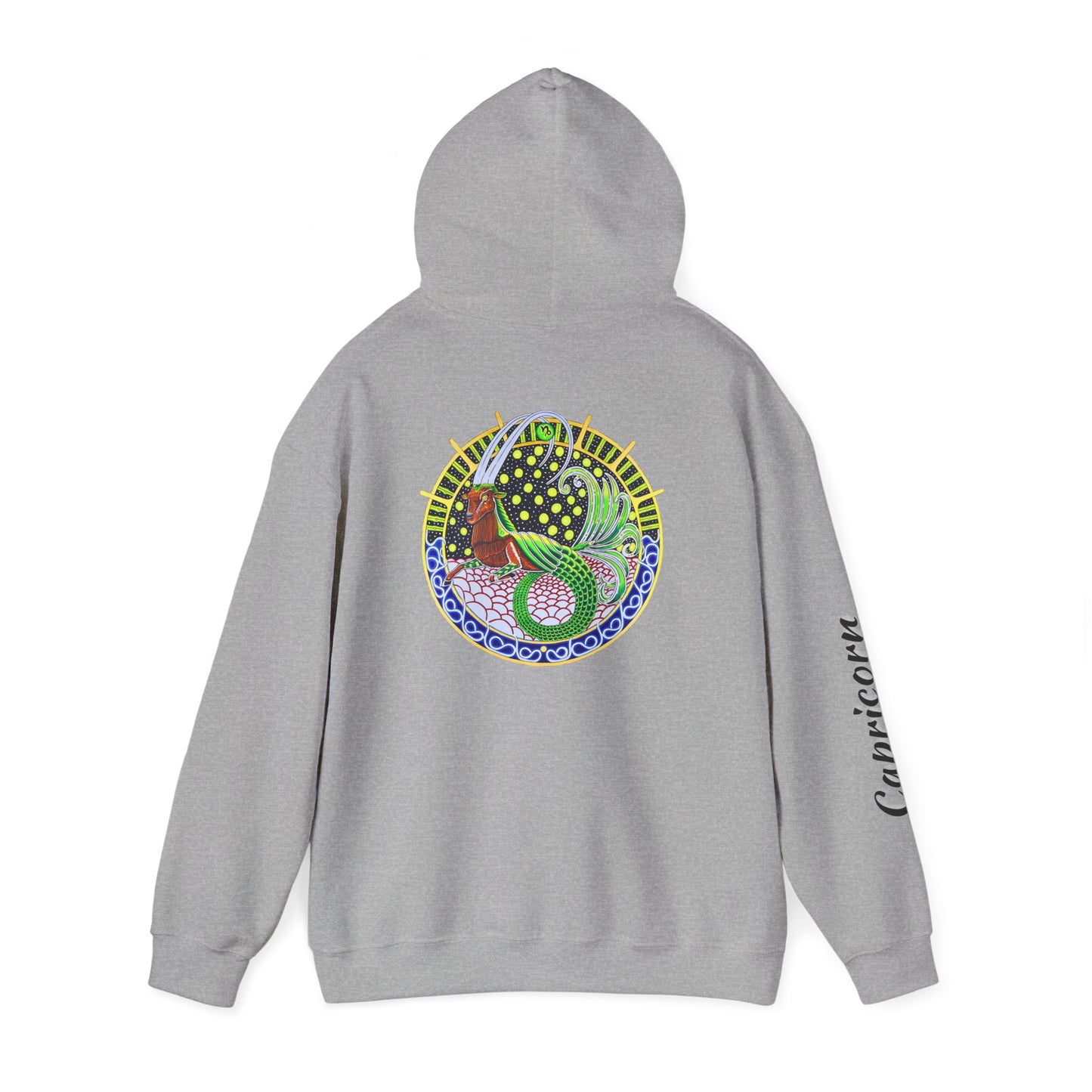 Capricorn Zodiac Hoodie – Hand-Drawn Celestial Design (Non-AI)
