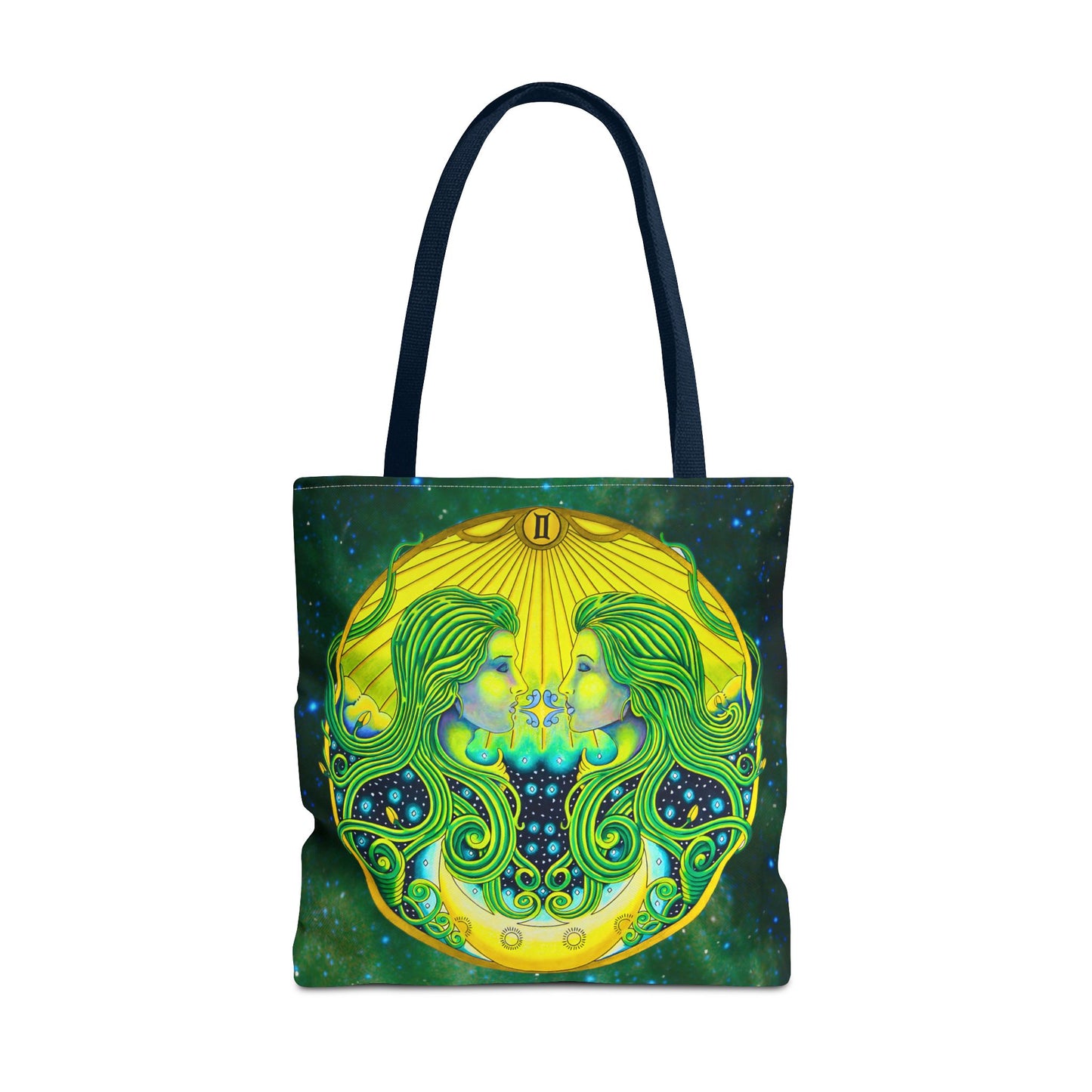 Gemini Zodiac Tote Bag - Hand-Drawn Celestial Design (Non-AI)
