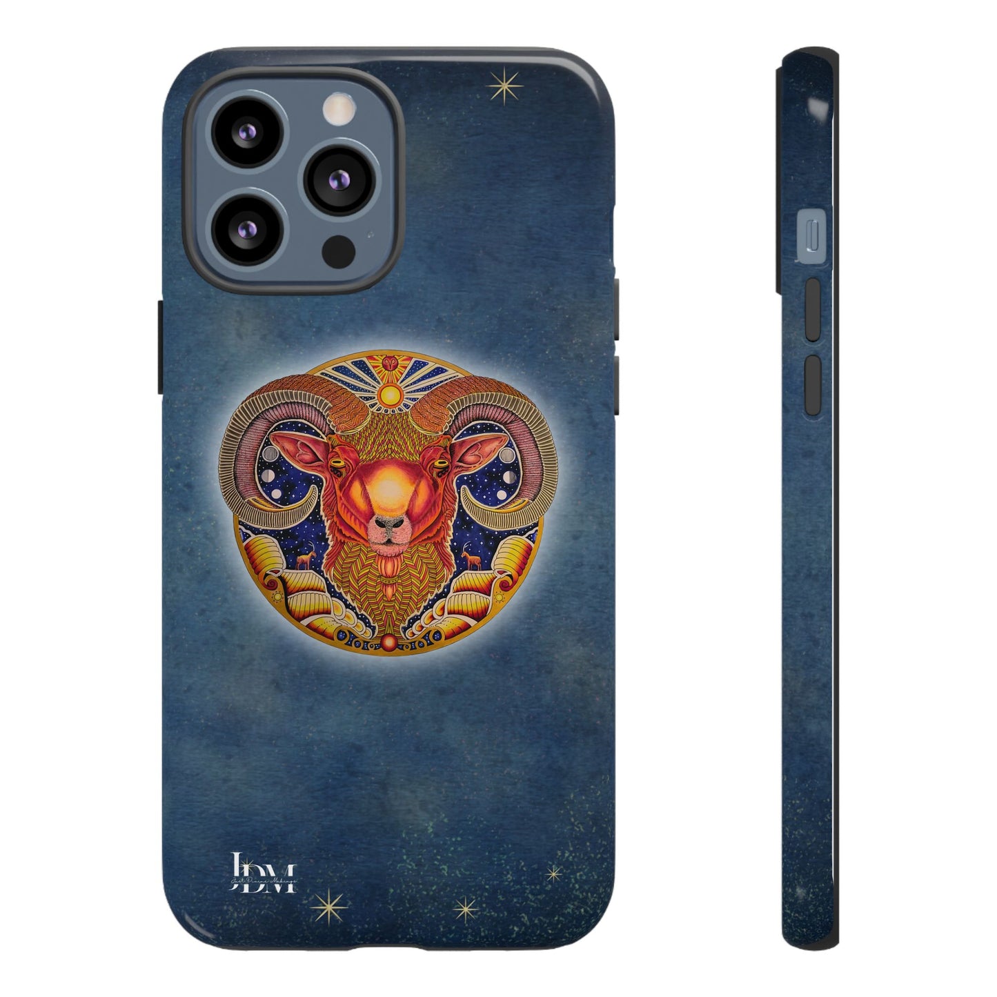 Aries Zodiac Phone Case - Hand-Drawn Celestial Design (Non-AI)