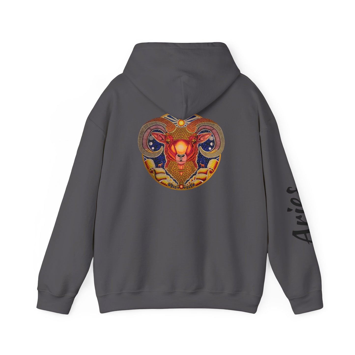 Aries Zodiac Hoodie - Hand-Drawn Celestial Design (Non-AI)