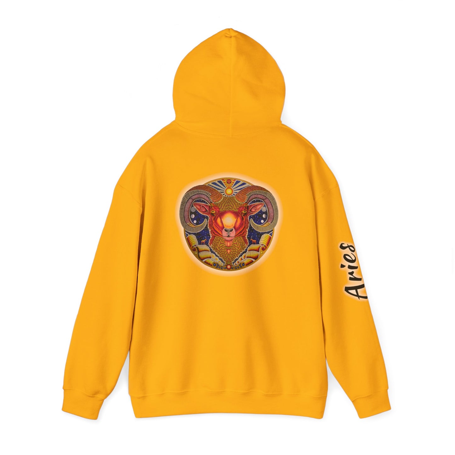 Aries Zodiac Hoodie - Hand-Drawn Celestial Design (Non-AI)