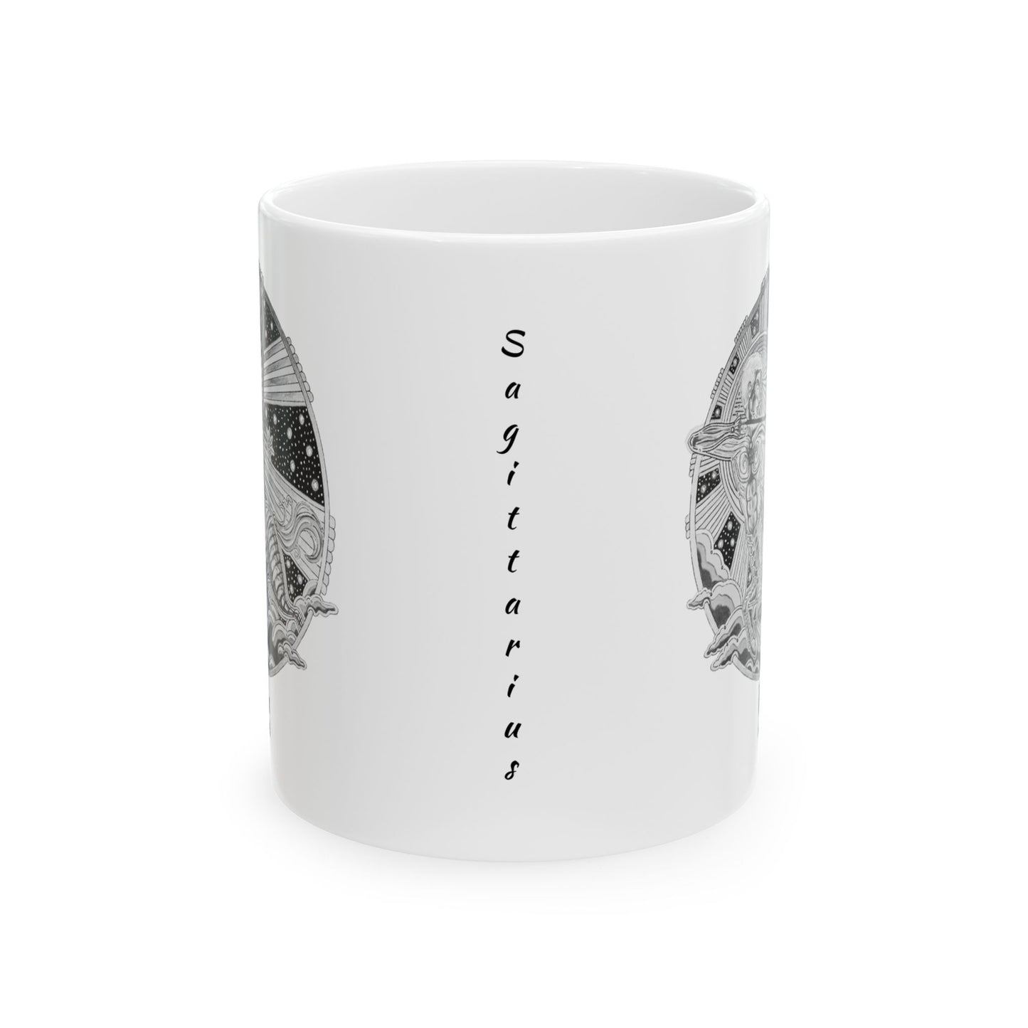 Sagittarius Zodiac Mug – Hand-Drawn Celestial Design (Non-AI) Universal