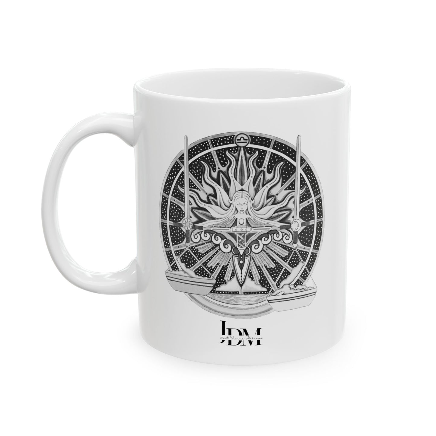 Libra Zodiac Mug – Hand-Drawn Celestial Design (Non-AI) Universal