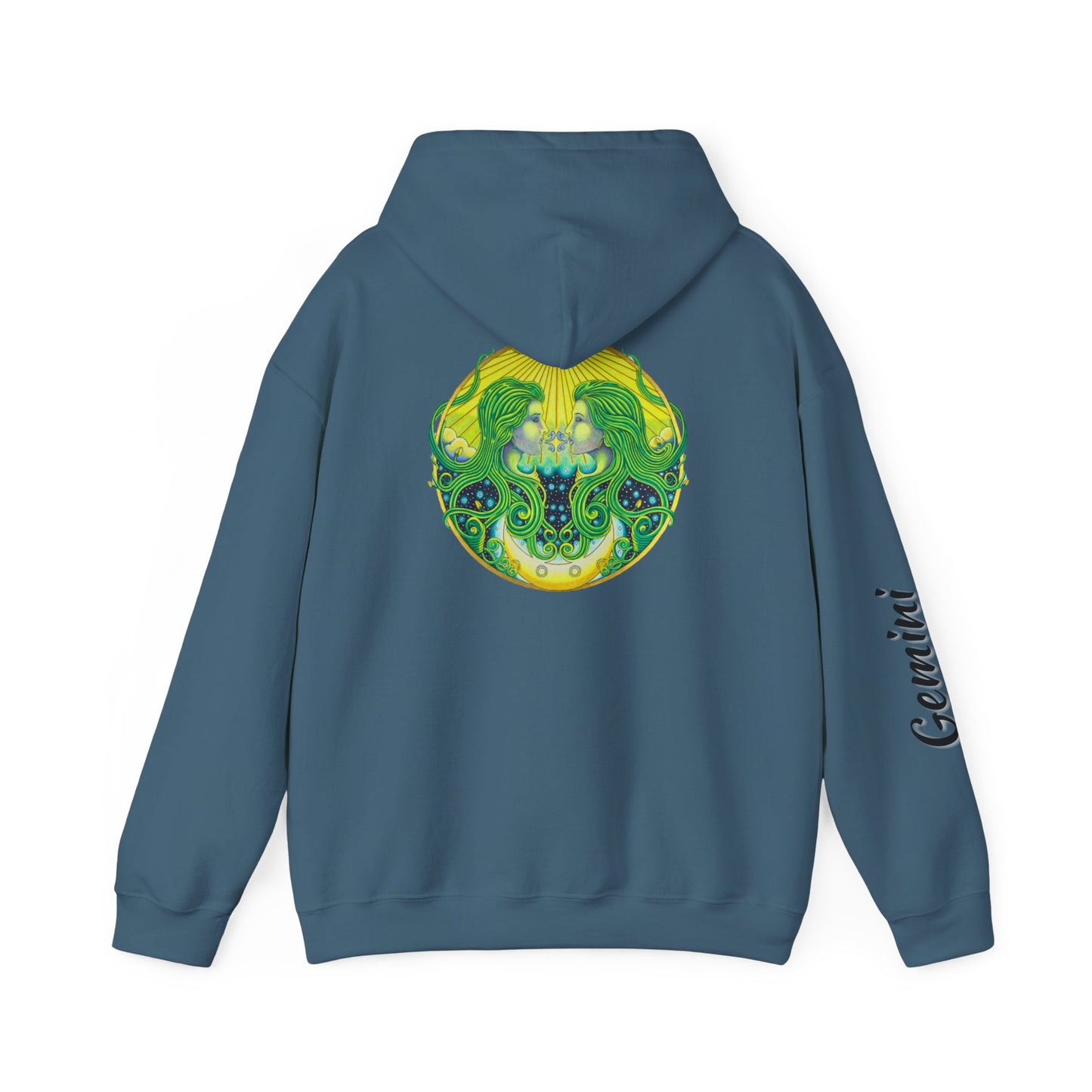 Gemini Zodiac Hoodie - Hand-Drawn Celestial Design (Non-AI)
