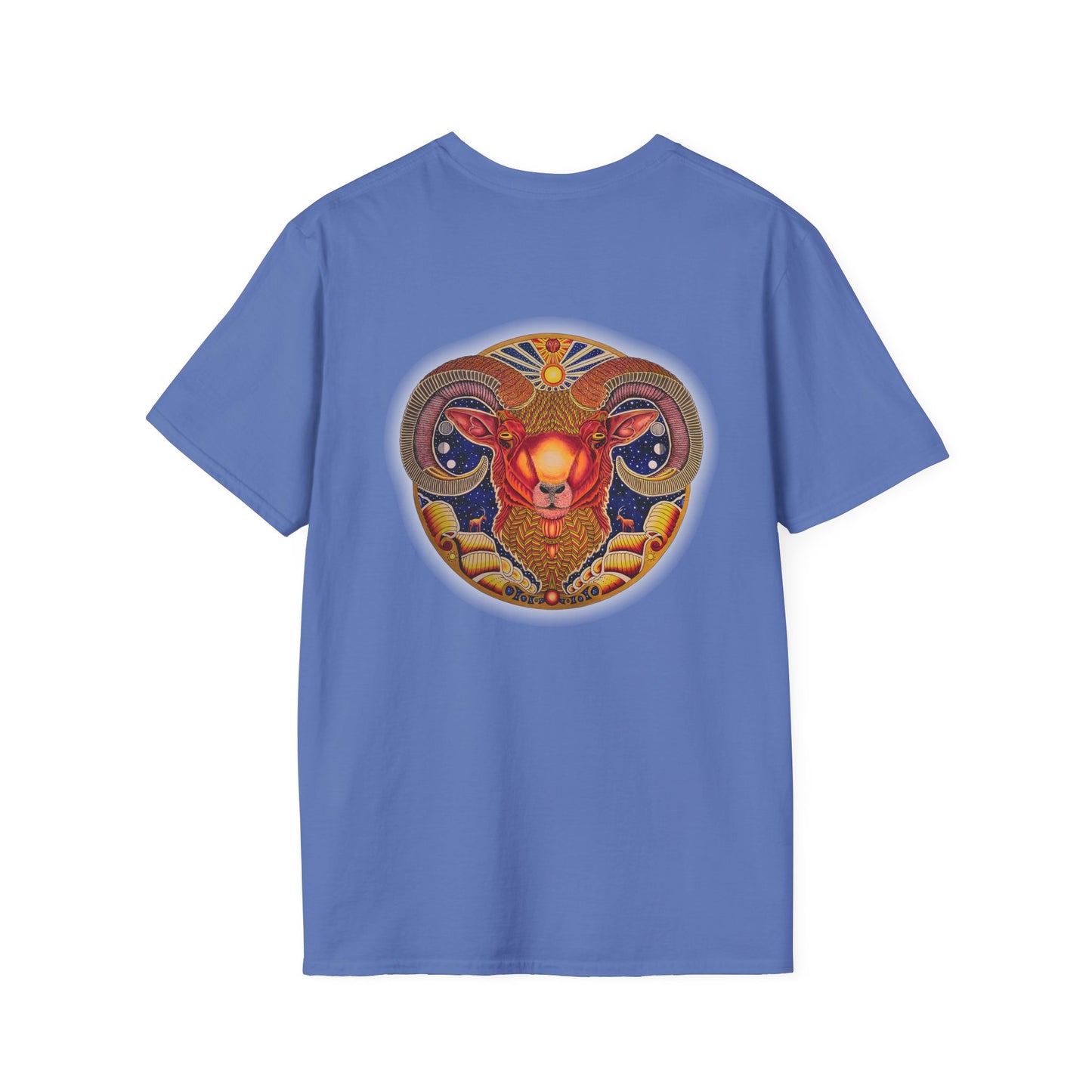 Aries Zodiac Softstyle T-Shirt - Hand-Drawn Celestial Design (Non-AI)