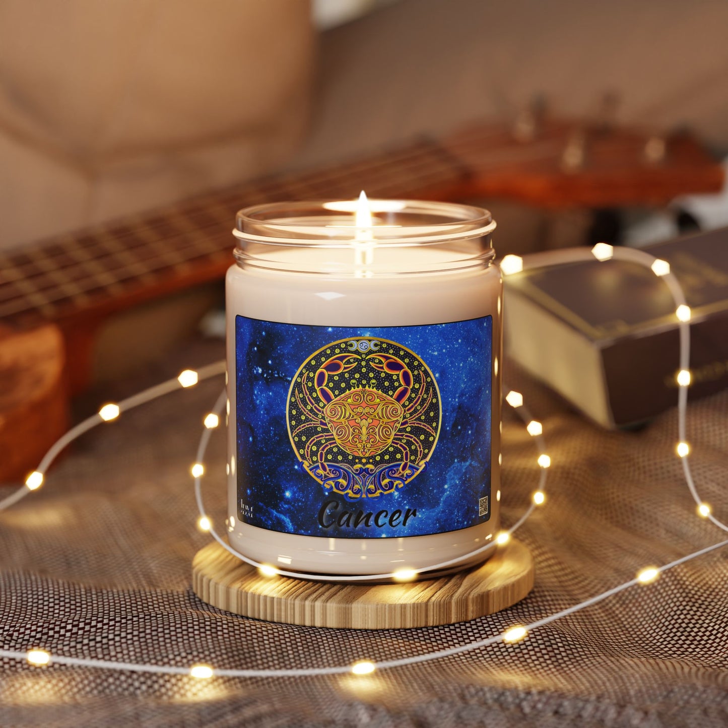 Cancer Zodiac Soy Candle – Hand-Drawn Celestial Design (Non-AI)