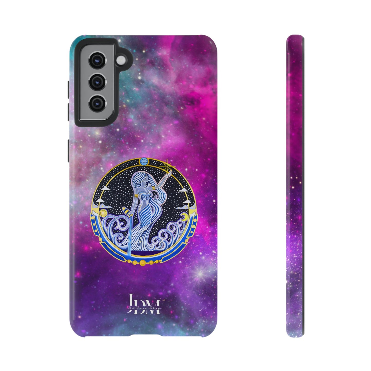 Aquarius Zodiac Tough Phone Case – Hand-Drawn Celestial Design (Non-AI)