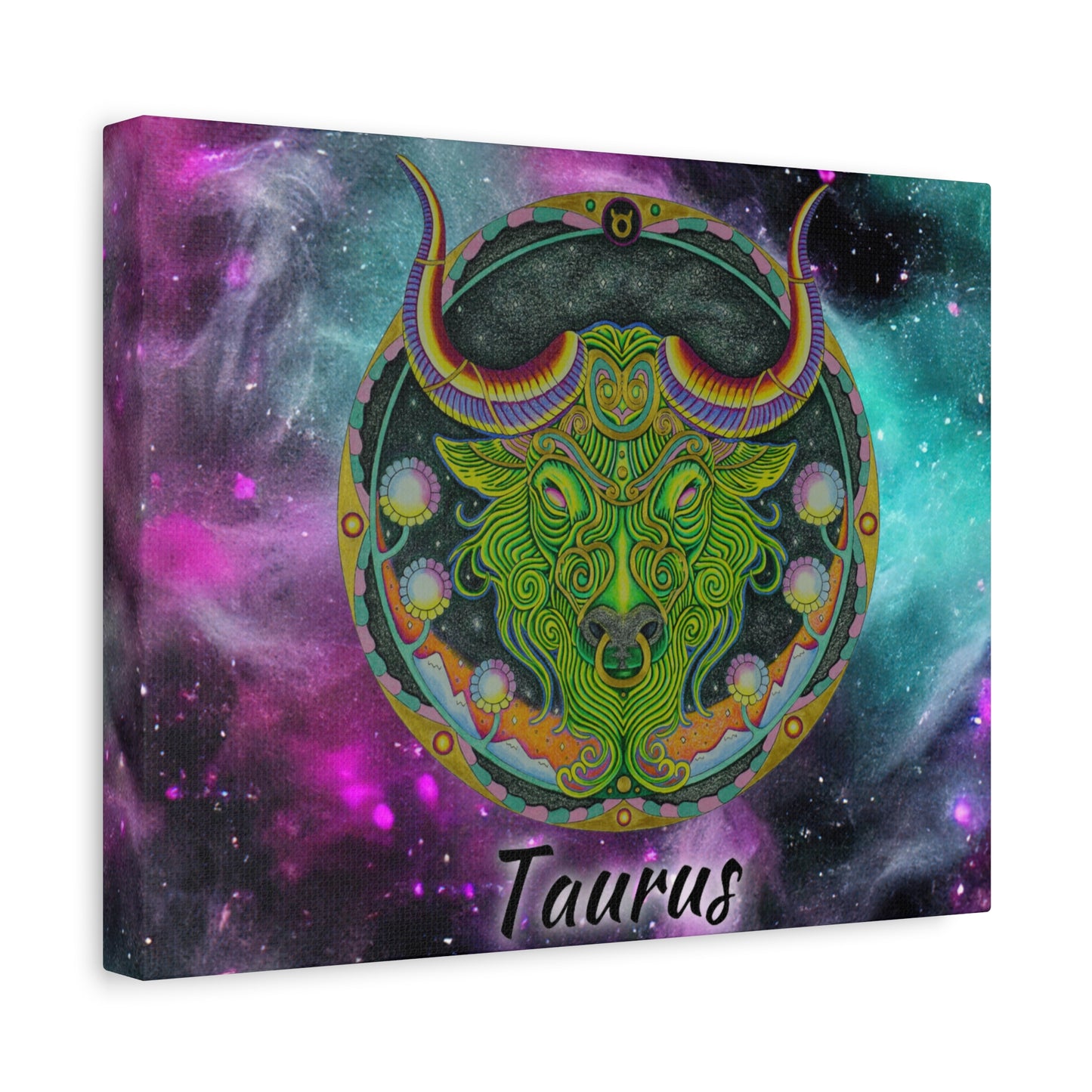 Taurus Zodiac Canvas Wall Art - Hand-Drawn Celestial Design (Non-AI)