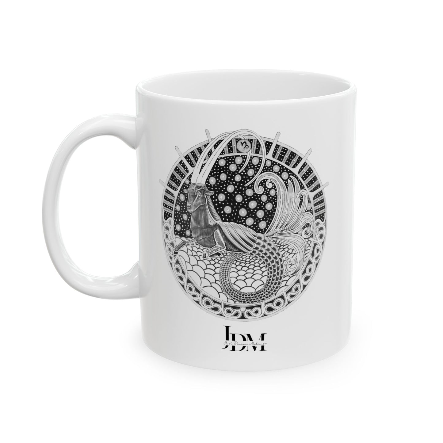 Capricorn Zodiac Mug – Hand-Drawn Celestial Design (Non-AI) Universal