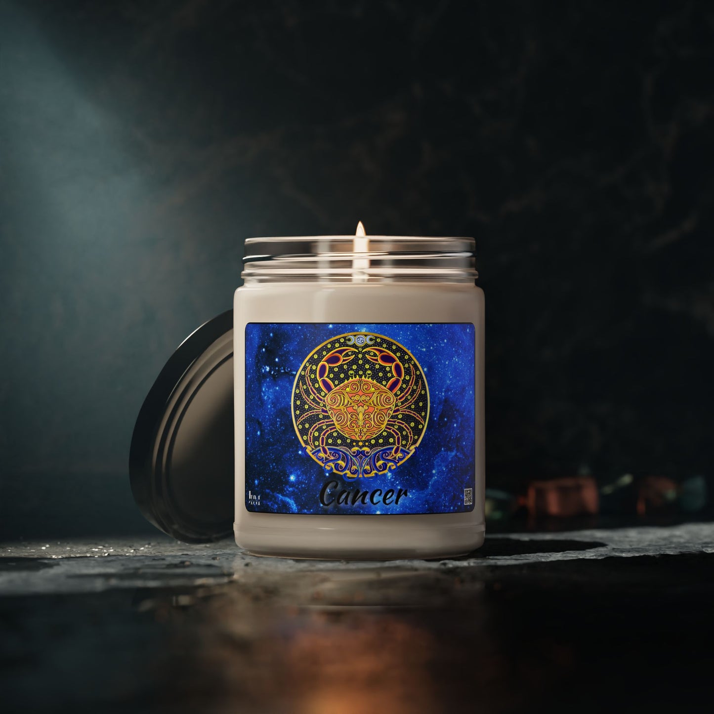 Cancer Zodiac Soy Candle – Hand-Drawn Celestial Design (Non-AI)