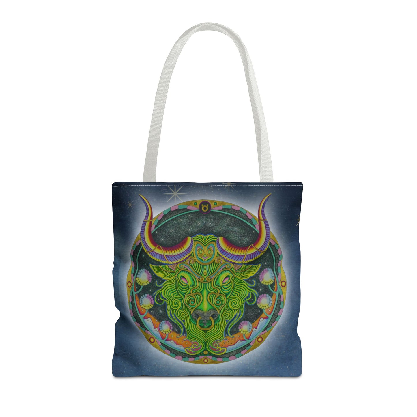 Taurus Zodiac Tote Bag - Hand-Drawn Celestial Design (Non-AI)