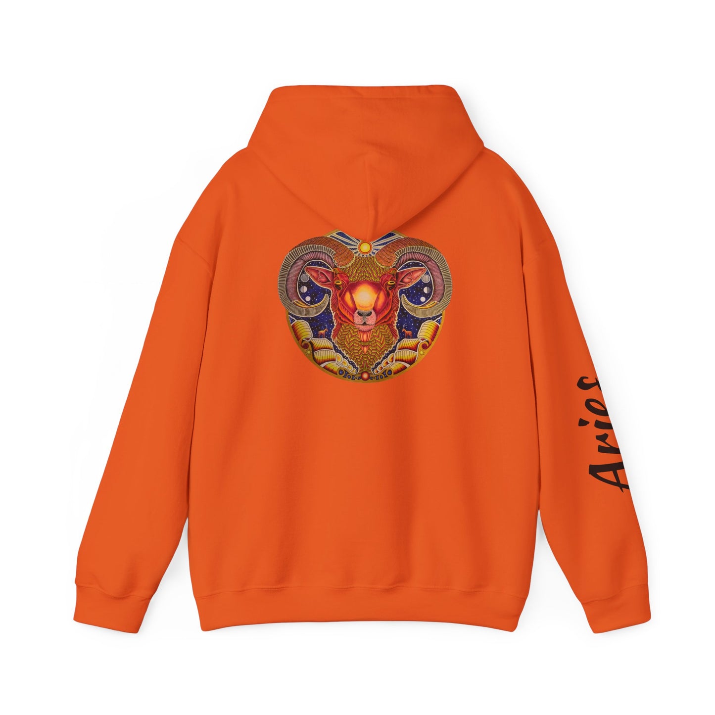 Aries Zodiac Hoodie - Hand-Drawn Celestial Design (Non-AI)