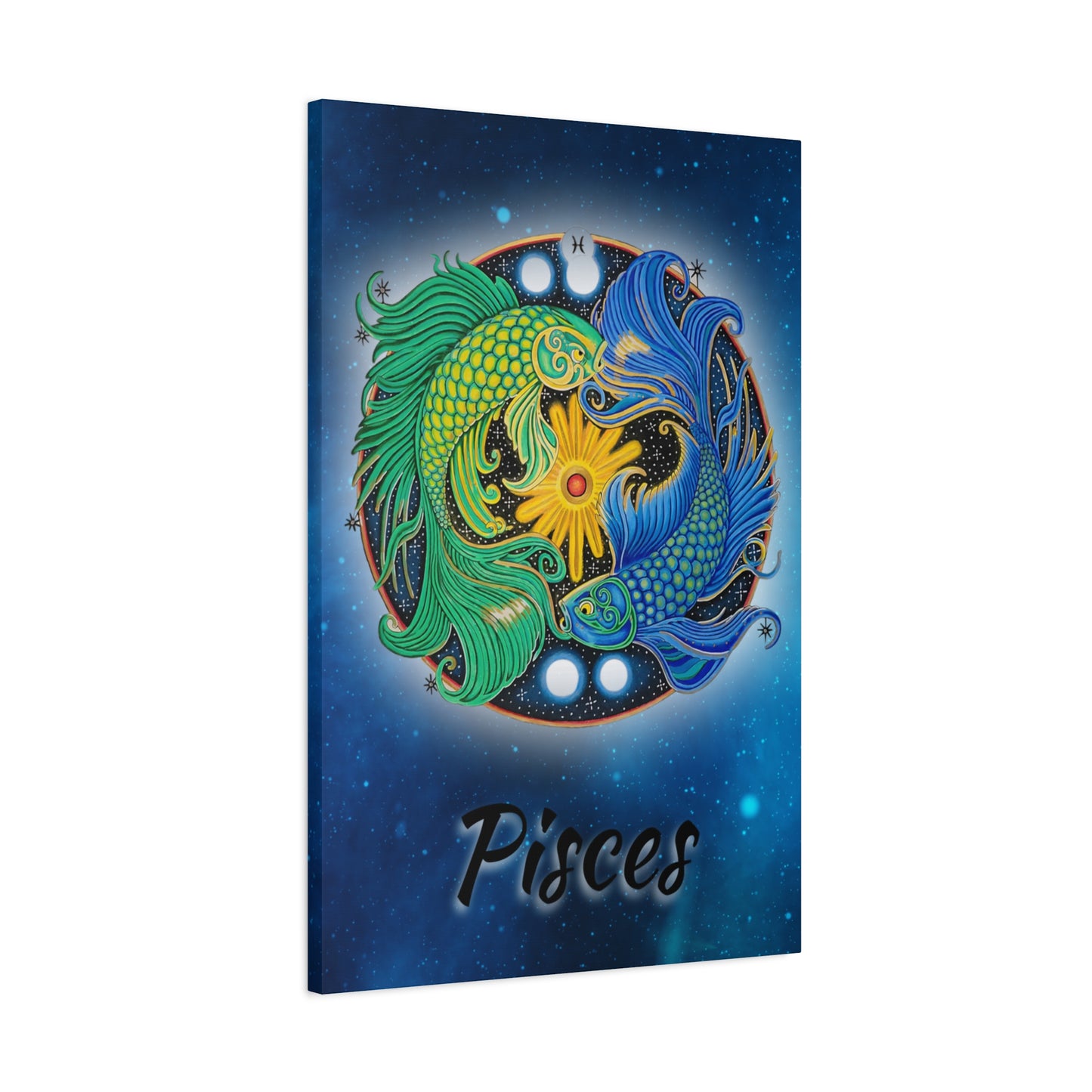 Pisces Zodiac Wall Art - Hand-Drawn Celestial Design (Non-AI)